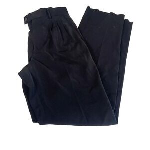Vintage Barrage Black Trouser Dress Pants Size 16 Womens Pleated Mid Rise Career